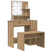 Kaptafel met LED-verlichting 86,5x35x136 cm bewerkt hout