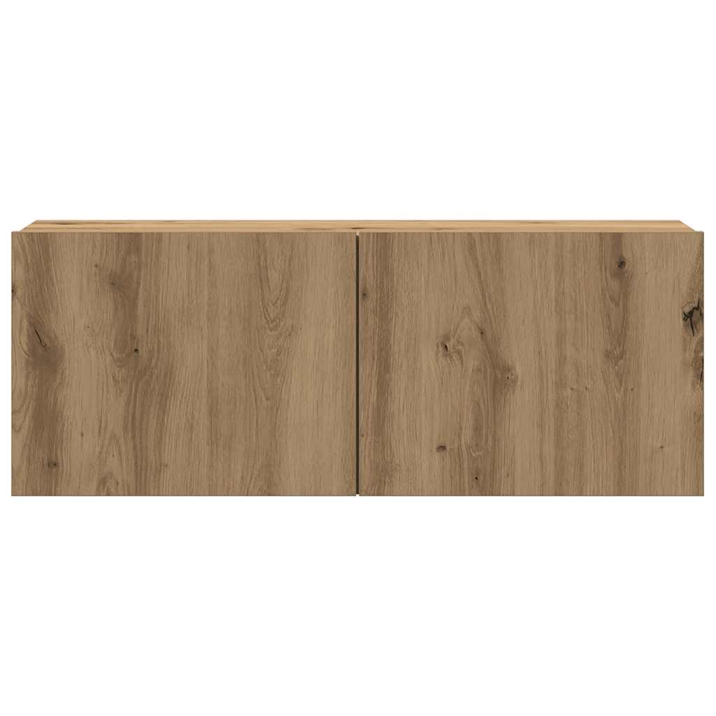5-delig Tv-meubelset wandmontage bewerkt hout artisanaal eiken