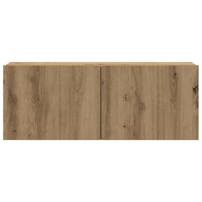 5-delig Tv-meubelset wandmontage bewerkt hout artisanaal eiken
