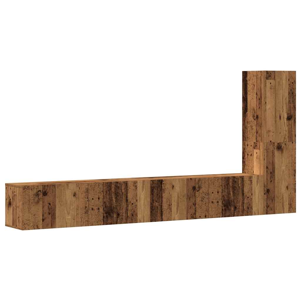 3-delig Tv-meubelset wandmontage bewerkt hout oud houtkleurig