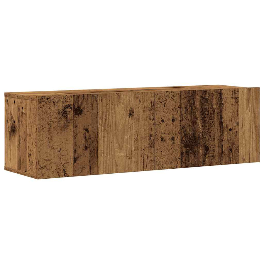 3-delig Tv-meubelset wandmontage bewerkt hout oud houtkleurig