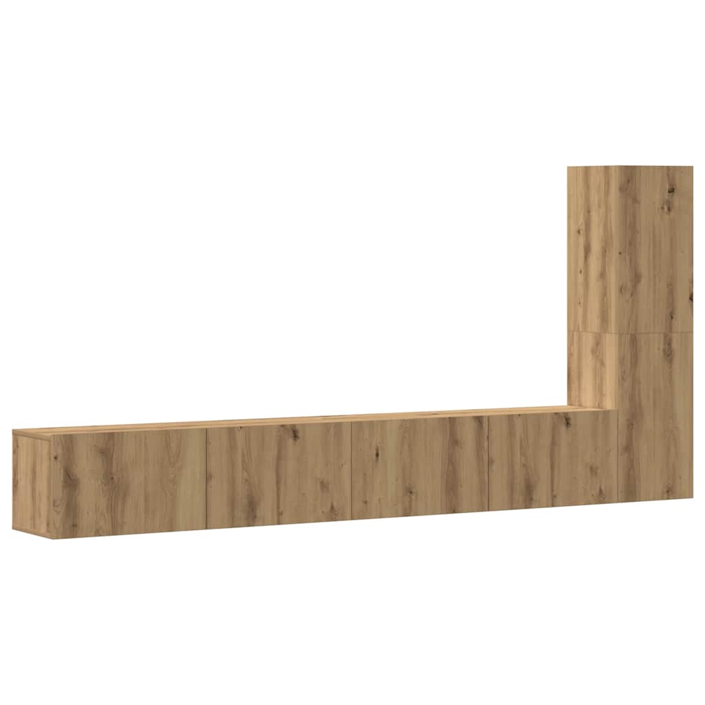 3-delig Tv-meubelset wandmontage bewerkt hout artisanaal eiken