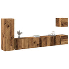 Tv-meubelset wandmontage bewerkt hout oud houtkleurig
