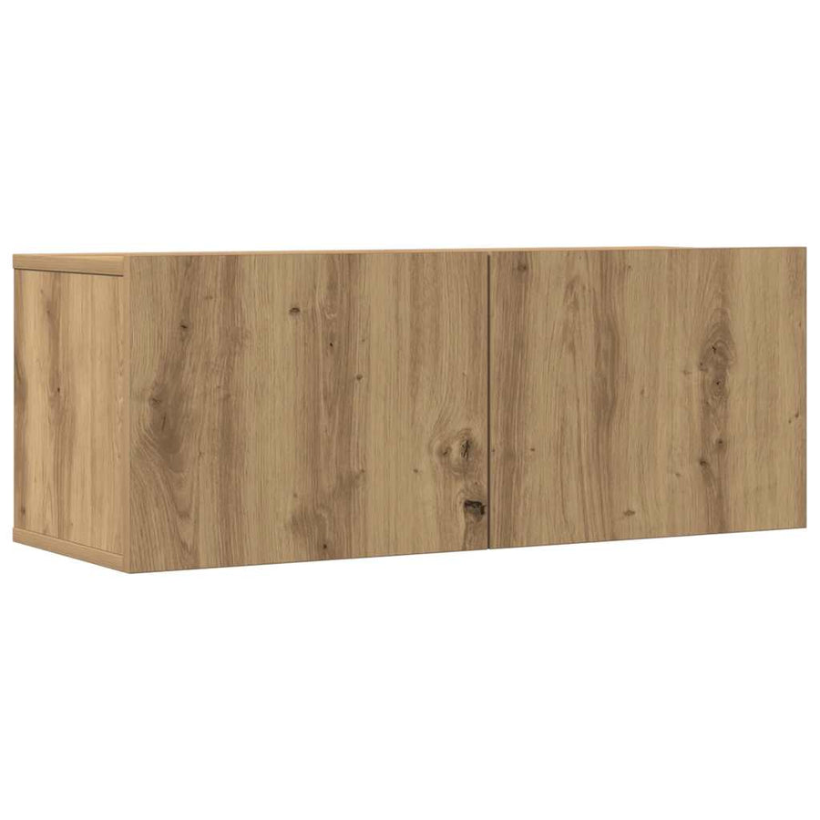 5-Delig Tv-Meubelset Wandmontage Bewerkt Hout Artisanaal Eiken