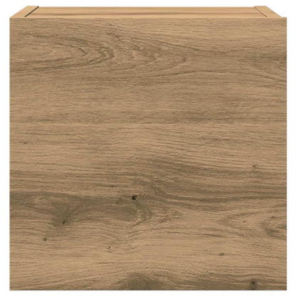 5-Delig Tv-Meubelset Wandmontage Bewerkt Hout Artisanaal Eiken