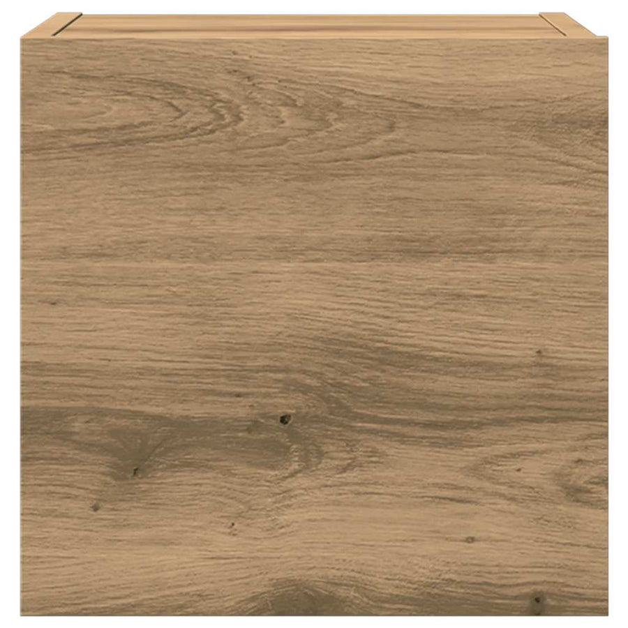 5-Delig Tv-Meubelset Wandmontage Bewerkt Hout Artisanaal Eiken