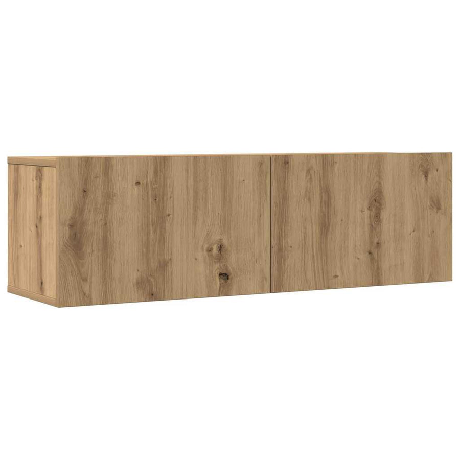 5-Delig Tv-Meubelset Wandmontage Bewerkt Hout Artisanaal Eiken