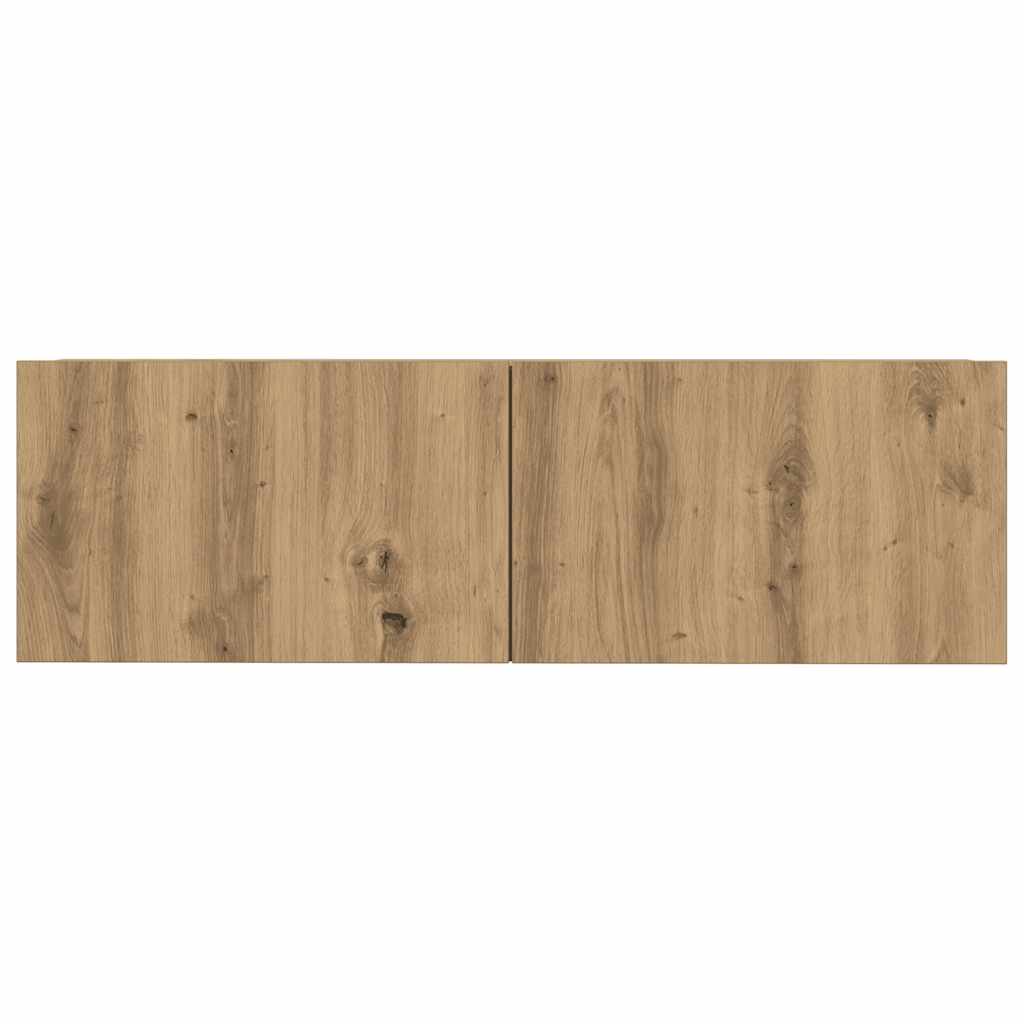 5-Delig Tv-Meubelset Wandmontage Bewerkt Hout Artisanaal Eiken