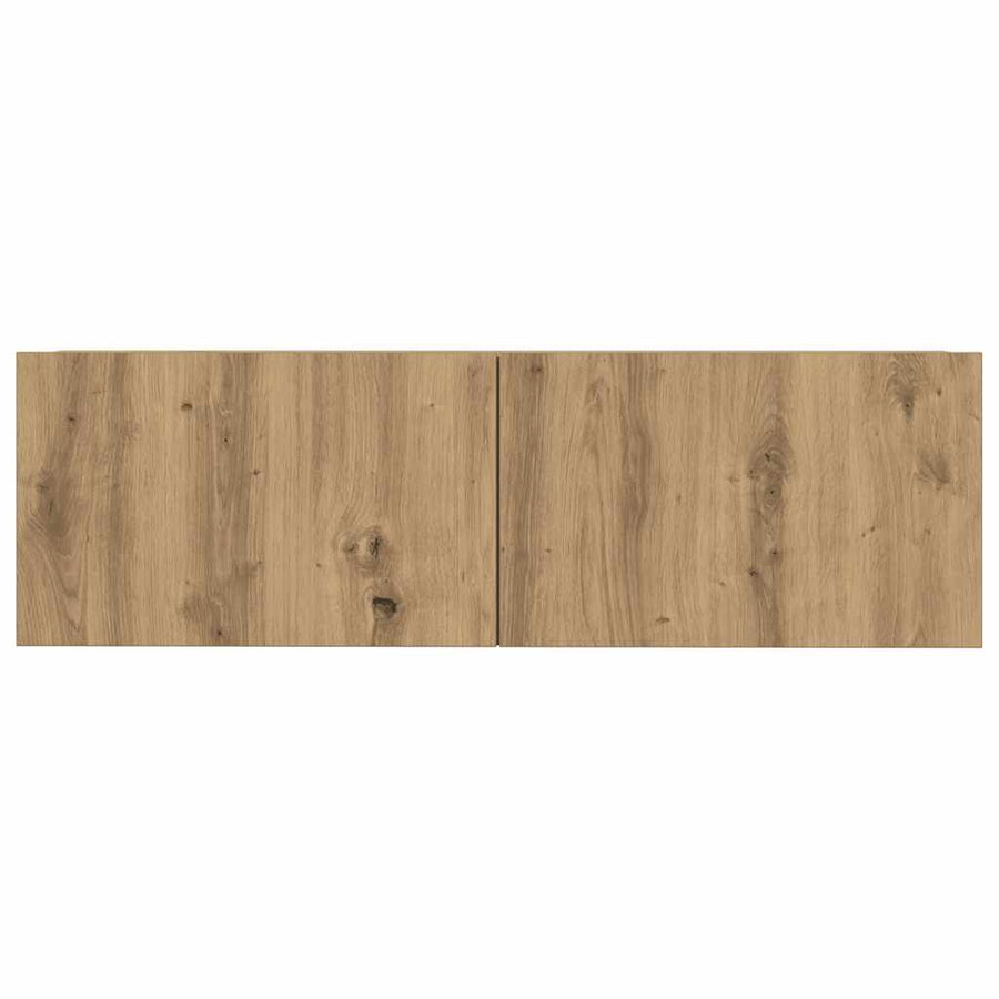 5-Delig Tv-Meubelset Wandmontage Bewerkt Hout Artisanaal Eiken