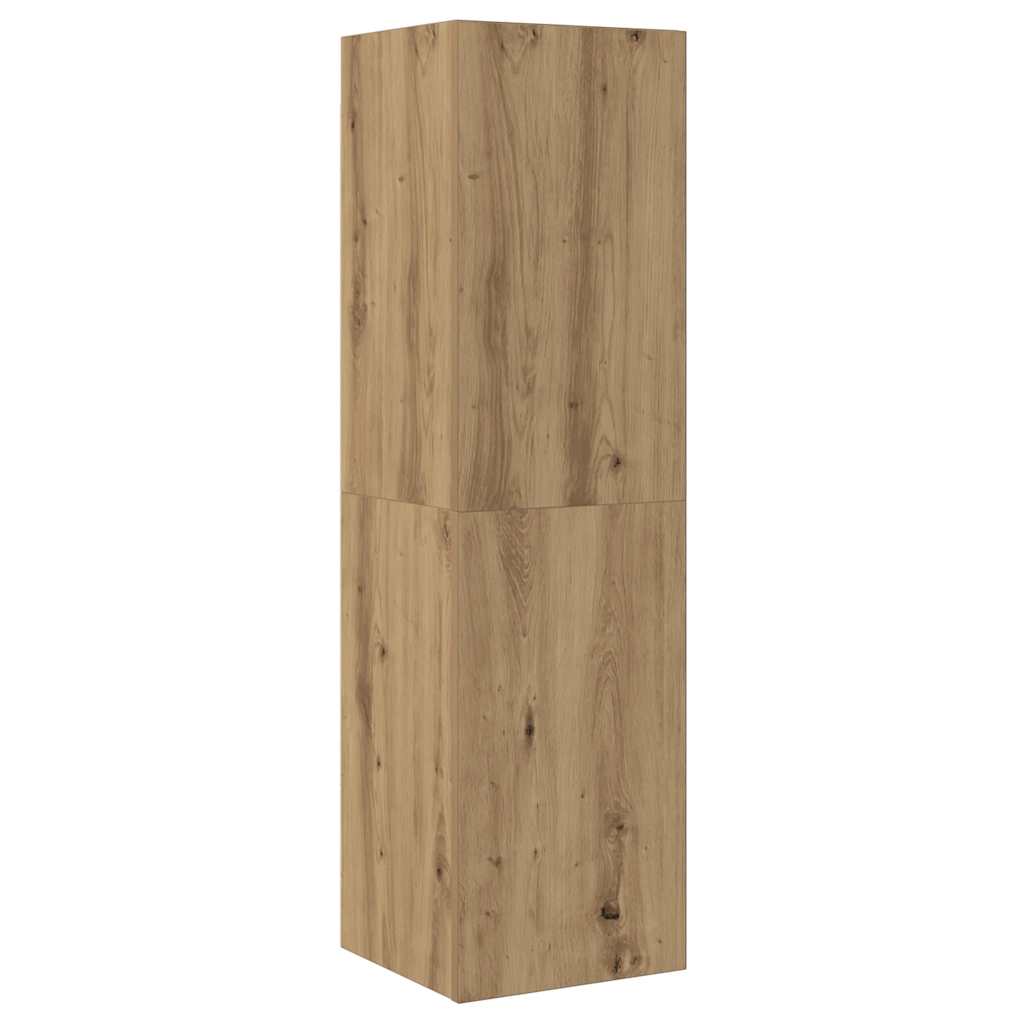 5-Delig Tv-Meubelset Wandmontage Bewerkt Hout Artisanaal Eiken
