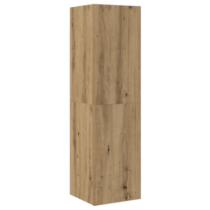 5-Delig Tv-Meubelset Wandmontage Bewerkt Hout Artisanaal Eiken