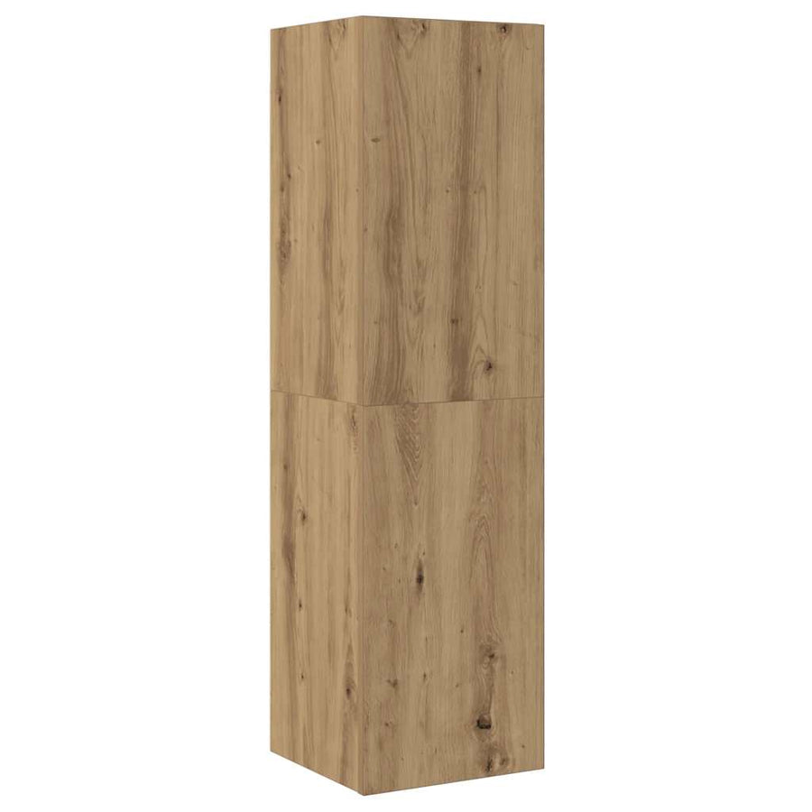 5-Delig Tv-Meubelset Wandmontage Bewerkt Hout Artisanaal Eiken
