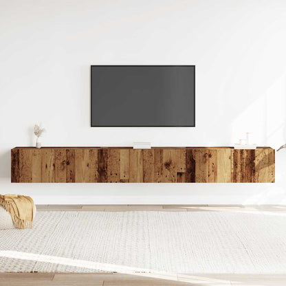 3-delig Tv-meubelset wandmontage bewerkt hout oud houtkleurig