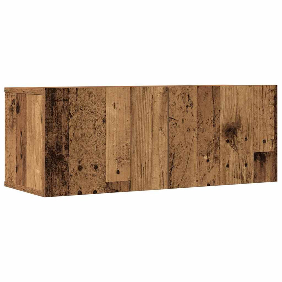 3-delig Tv-meubelset wandmontage bewerkt hout oud houtkleurig