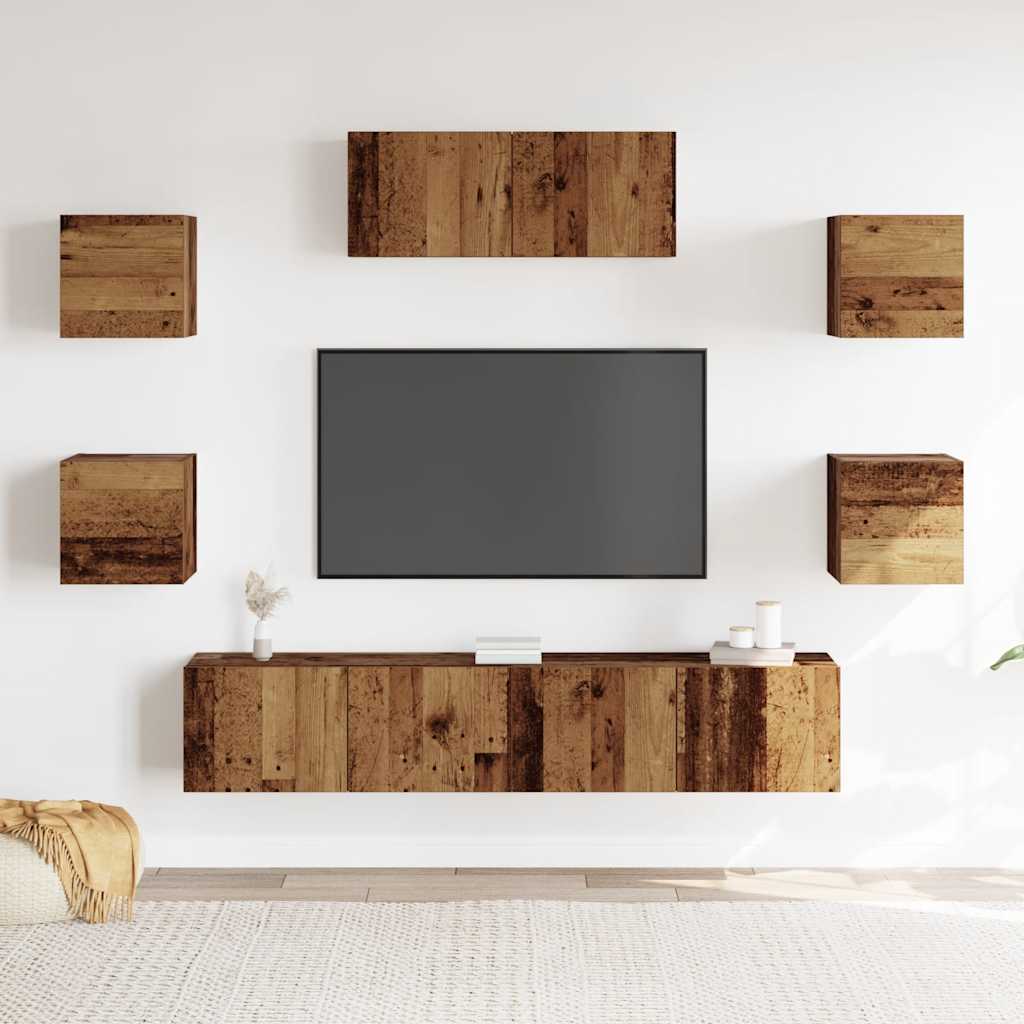 5-delig Tv-meubelset wandmontage oud houtkleurig