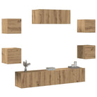 7-Piece TV Cabinet Set Wall Mounted Artisanal Oak 80 cm
