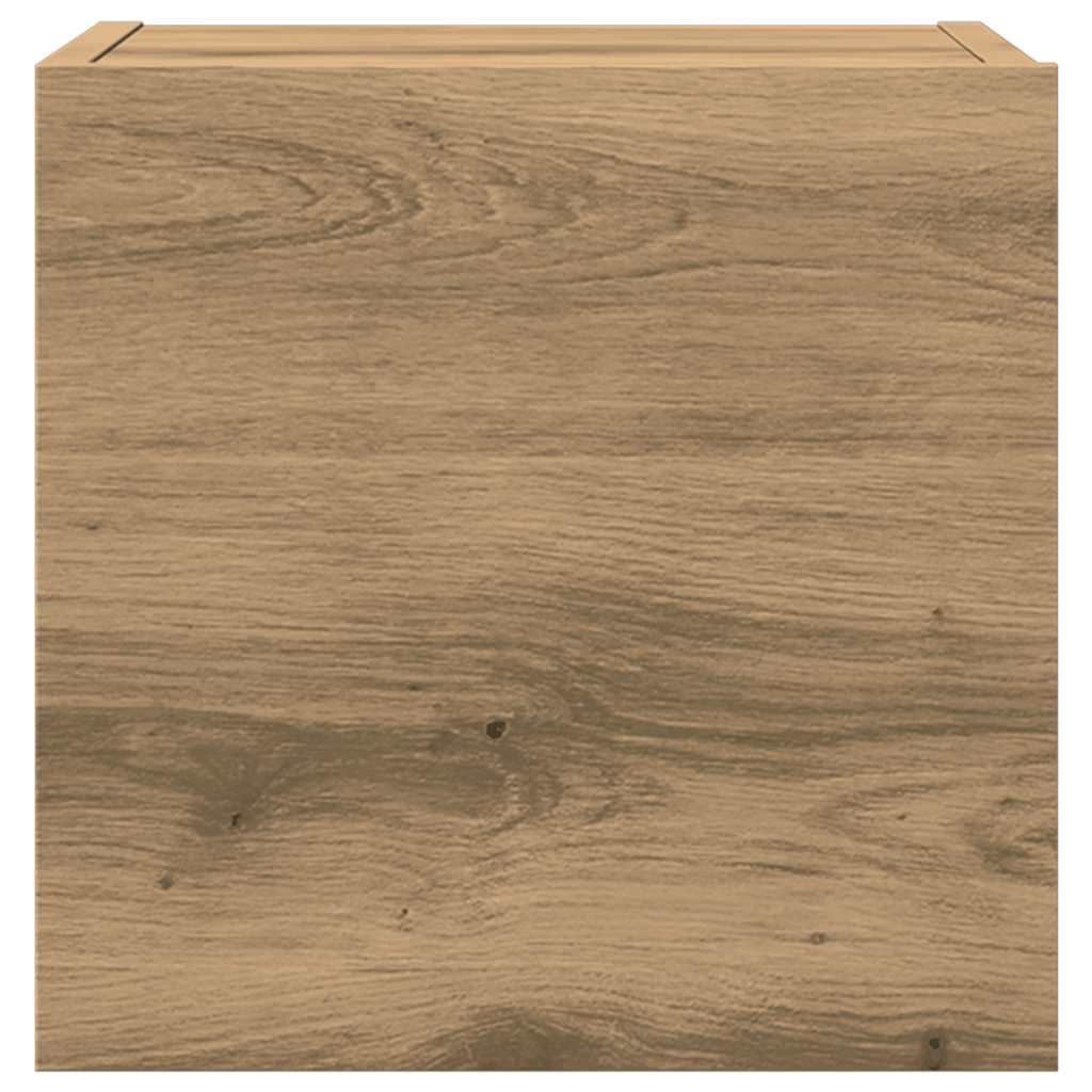 7-Delig Tv-Meubelset Wandmontage Bewerkt Hout Artisanaal Eiken 100 cm