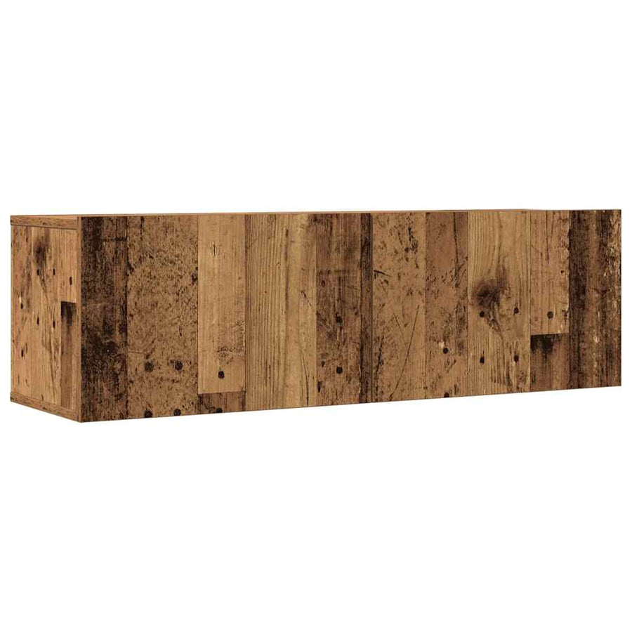 7-delig Tv-meubelset wandmontage bewerkt hout oud houtkleurig