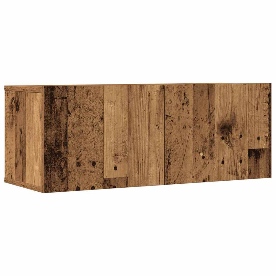7-delig Tv-meubelset wandmontage bewerkt hout oud houtkleurig
