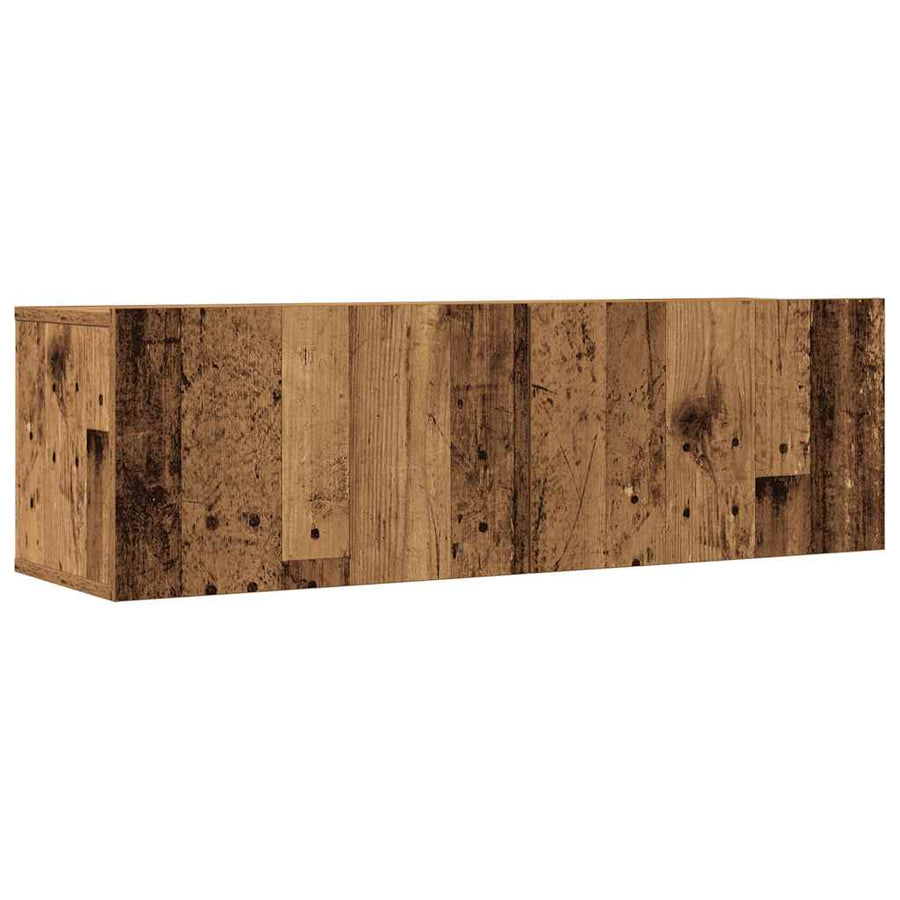 7-delig Tv-meubelset wandmontage bewerkt hout oud houtkleurig