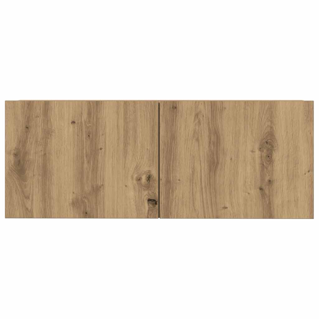 7-delig Tv-meubelset wandmontage bewerkt hout artisanaal eiken
