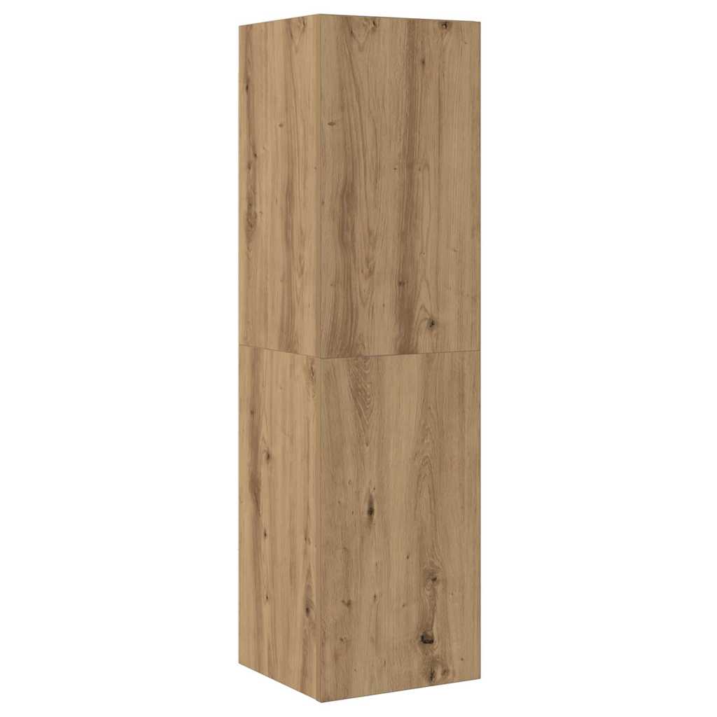 7-delig Tv-meubelset wandmontage bewerkt hout artisanaal eiken