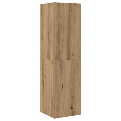 7-delig Tv-meubelset wandmontage bewerkt hout artisanaal eiken