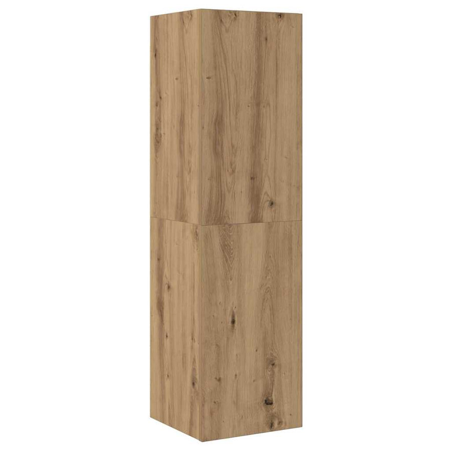 7-delig Tv-meubelset wandmontage bewerkt hout artisanaal eiken