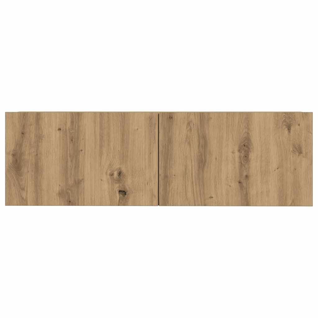7-delig Tv-meubelset wandmontage bewerkt hout artisanaal eiken