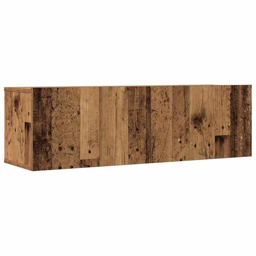 4-delig Tv-meubelset wandmontage bewerkt hout oud houtkleurig