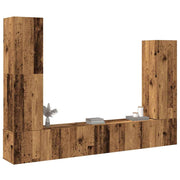 Tv-meubelset wandmontage bewerkt hout oud houtkleurig