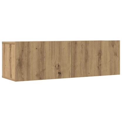 4-delig Tv-meubelset wandmontage bewerkt hout artisanaal eiken