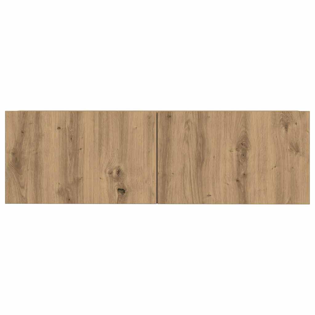 4-delig Tv-meubelset wandmontage bewerkt hout artisanaal eiken