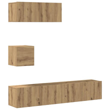 4-delig Tv-meubelset wandmontage bewerkt hout artisanaal eiken