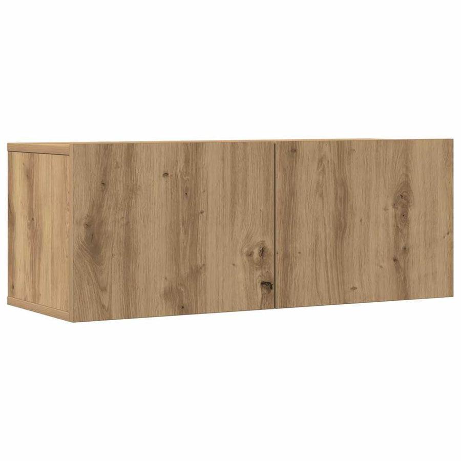4-delig Tv-meubelset wandmontage bewerkt hout artisanaal eiken