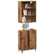 Dressoir met wandkast 69,5x34x180 cm bewerkt hout oud houtkleurig