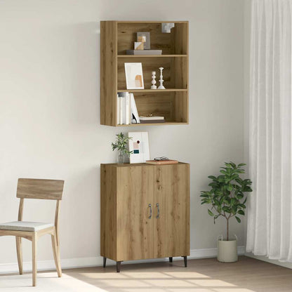 Dressoir met wandkast bewerkt hout artisanaal eikenkleur