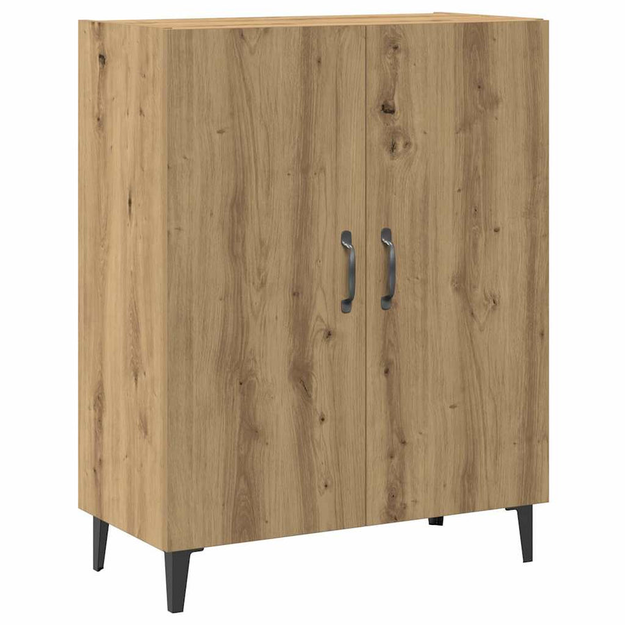 Dressoir met wandkast bewerkt hout artisanaal eikenkleur