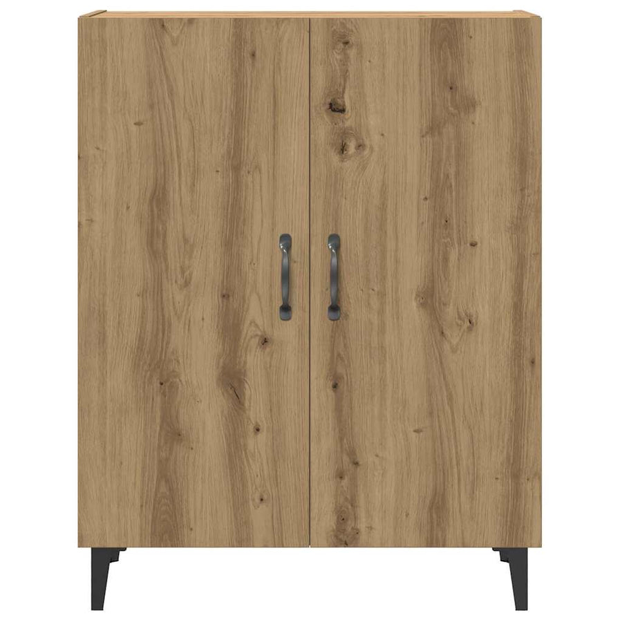 Dressoir met wandkast bewerkt hout artisanaal eikenkleur