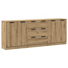 Dressoirs 3 st 60x30x70 cm bewerkt hout artisanaal eikenkleurig