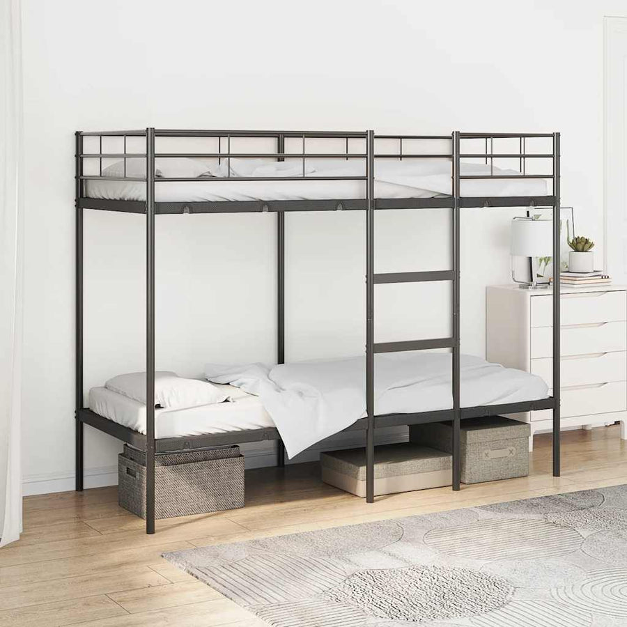 Stapelbed Zonder Matras Staal 75 x 190 cm Zwart