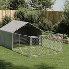 Dog kennel with run 4x2x1.5 m galvanized steel