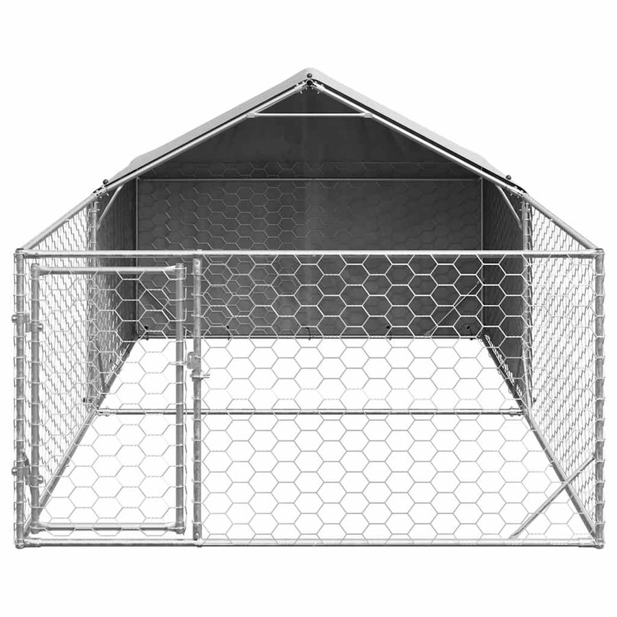 Hondenkennel met ren 5x2x1,5 m gegalvaniseerd staal