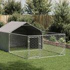 Dog kennel with run 5x2x1.5 m galvanized steel