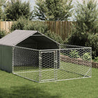 Dog kennel with run 7x2x1.5 m galvanized steel