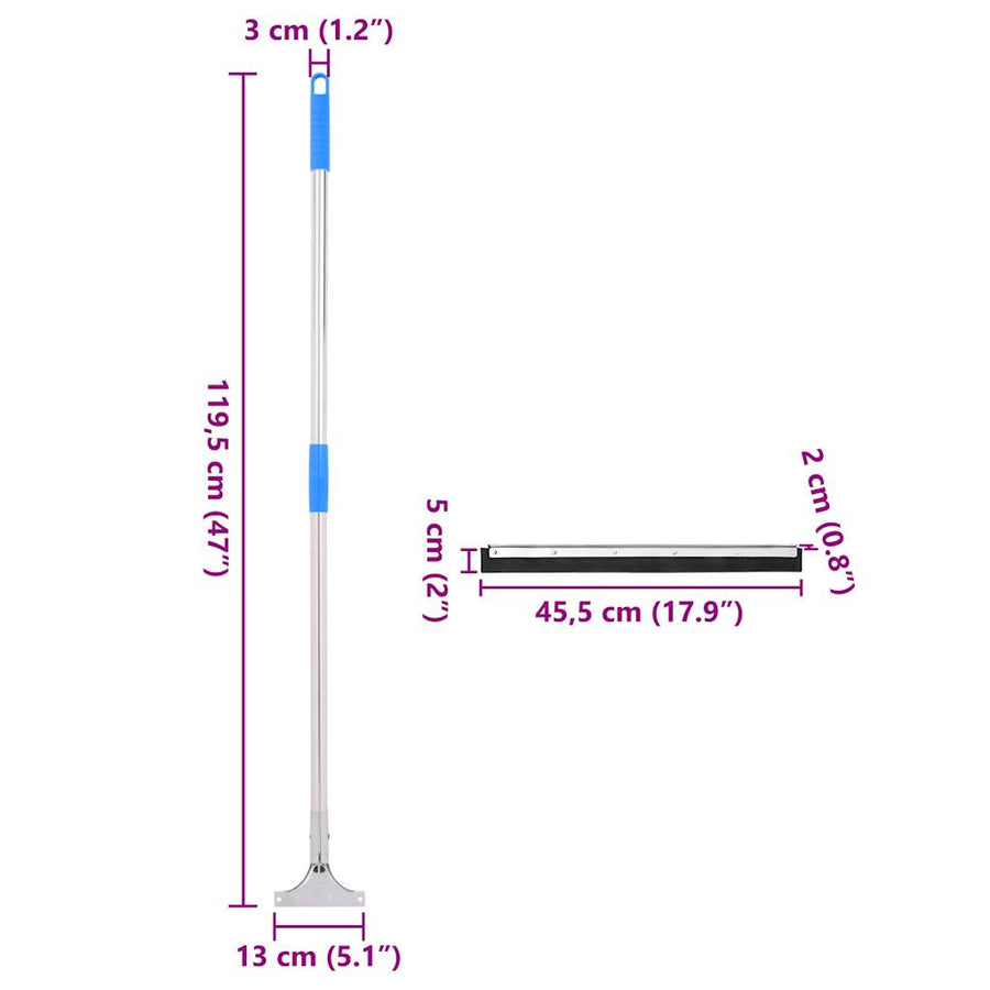 Vloerwisser 45,5x119,5 cm staal en rubber