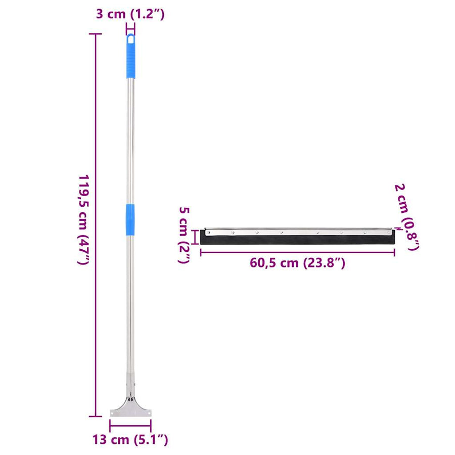 Vloerwisser 60,5x119,5 cm staal en rubber