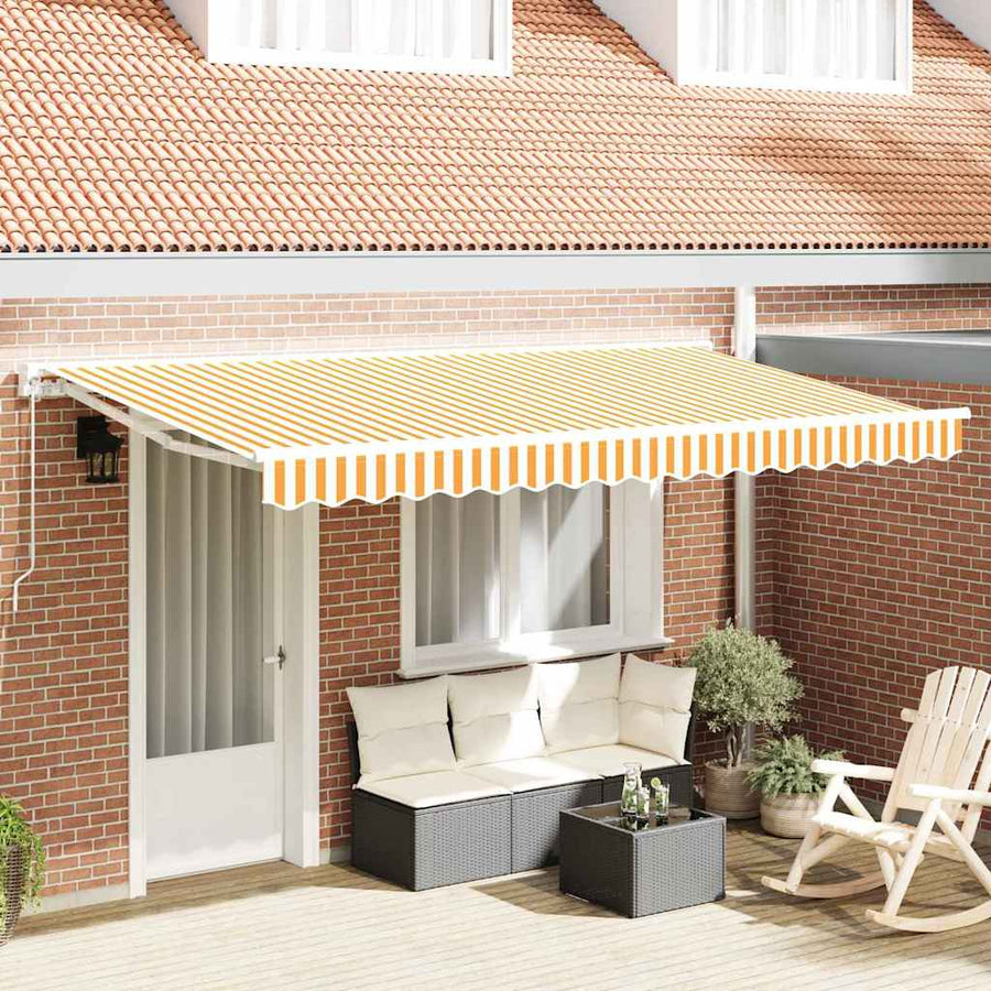 Vervangingsdoek voor zonnescherm Geel en Wit 380 x 195 cm