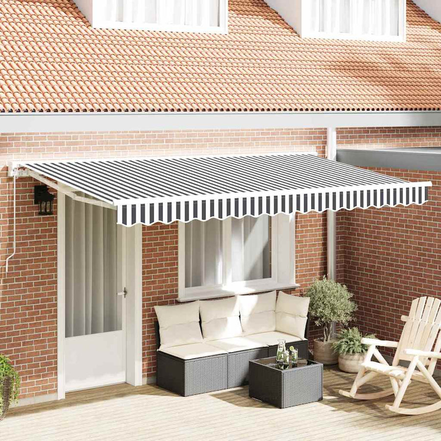 Vervangingsdoek voor zonnescherm Antraciet en wit 400 x 200 cm