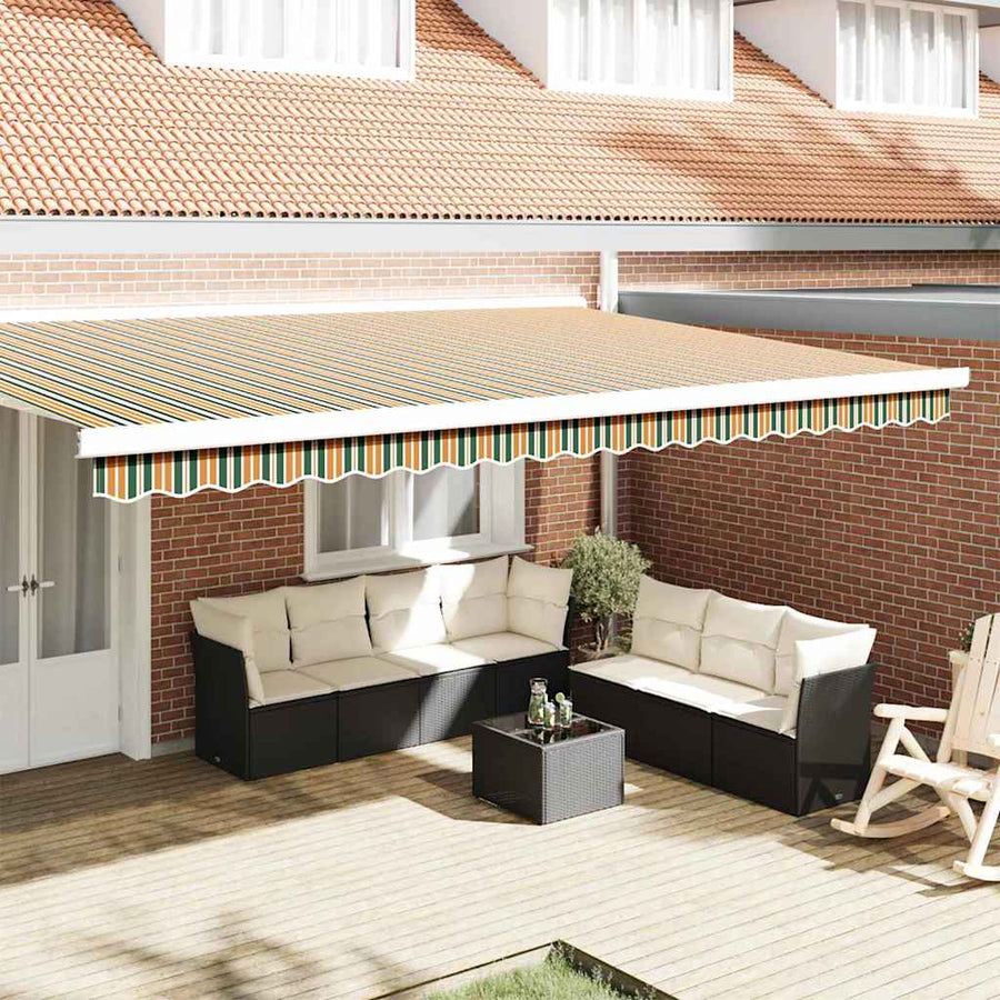 Vervangende markies volant Groen en geel 480 x 20 cm Polyester